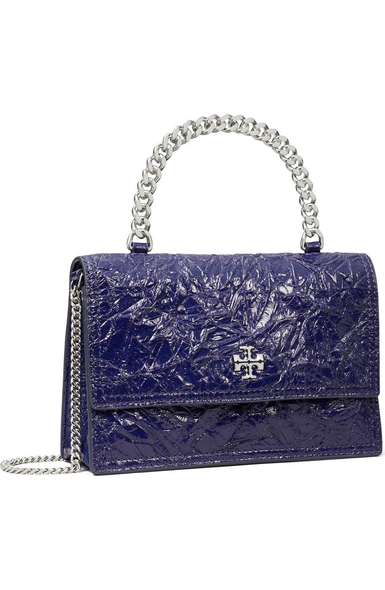 Tory Burch Kira Distressed Mini Top Handle Wallet on a Chain, Alternate, color, Ballpoint Blue