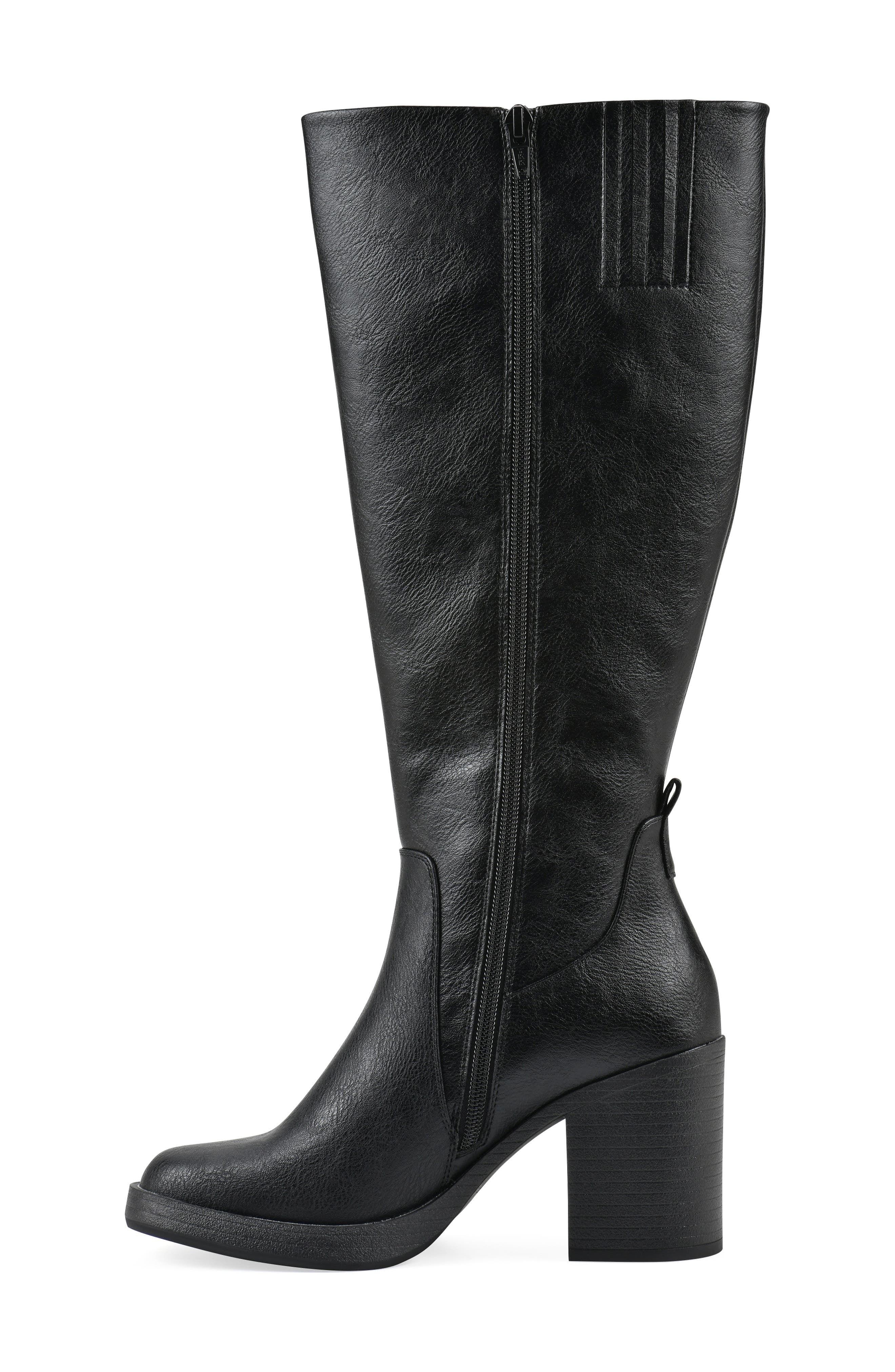 White Mountain Footwear Mackle Tall Shaft Block Heel Boot, Alternate, color, Black/ Smooth