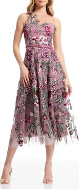Dress the Population Rosemary Floral Embroidery Cocktail Midi Dress