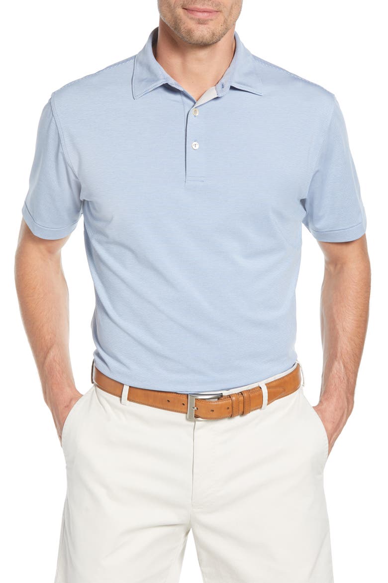 Jubilee Stripe Performance Polo, Main, color, LAKE BLUE/ RED GINGER