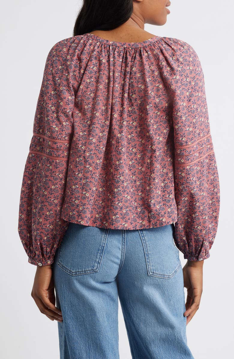 Madewell Puff-Sleeve A-Line Top, Alternate, color, Smoky Rose