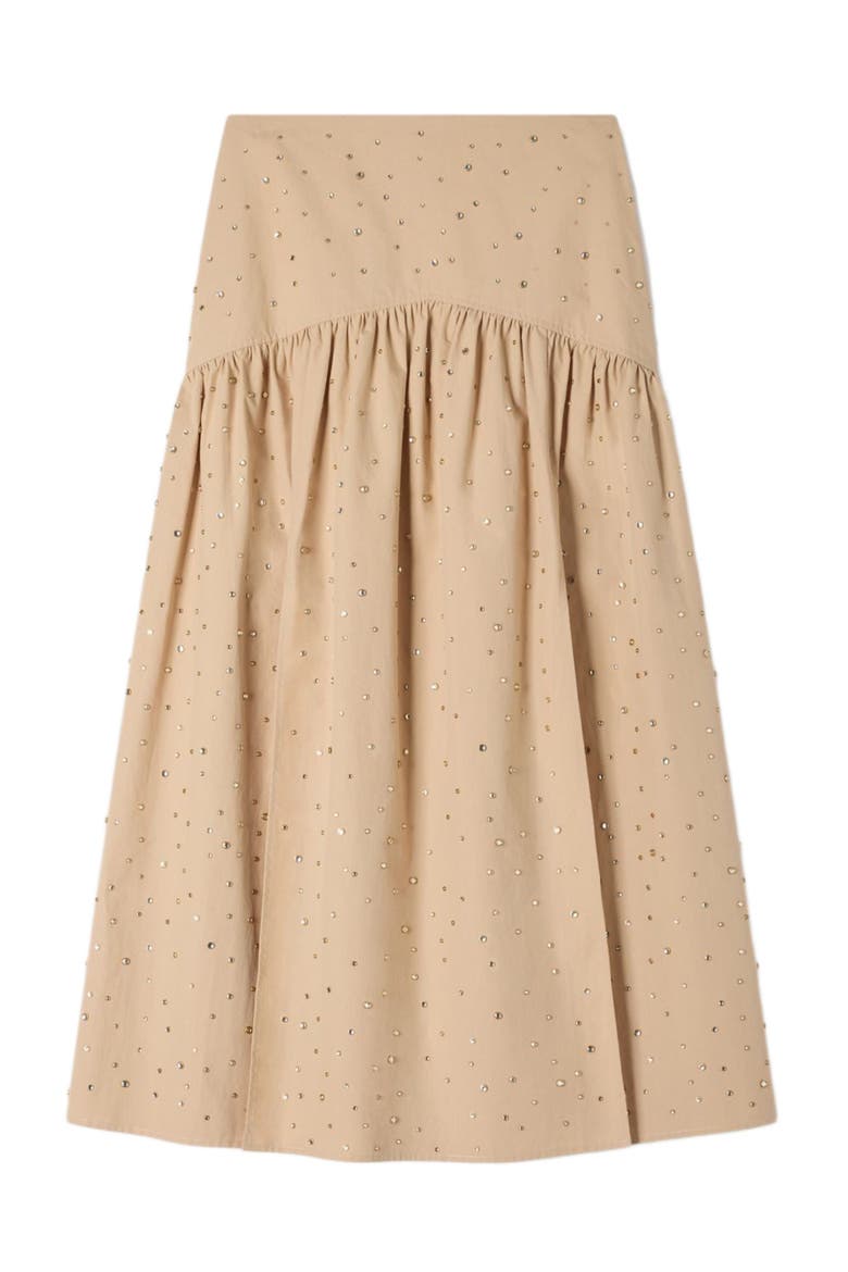 Long rhinestone cotton skirt, Alternate, color, Beige