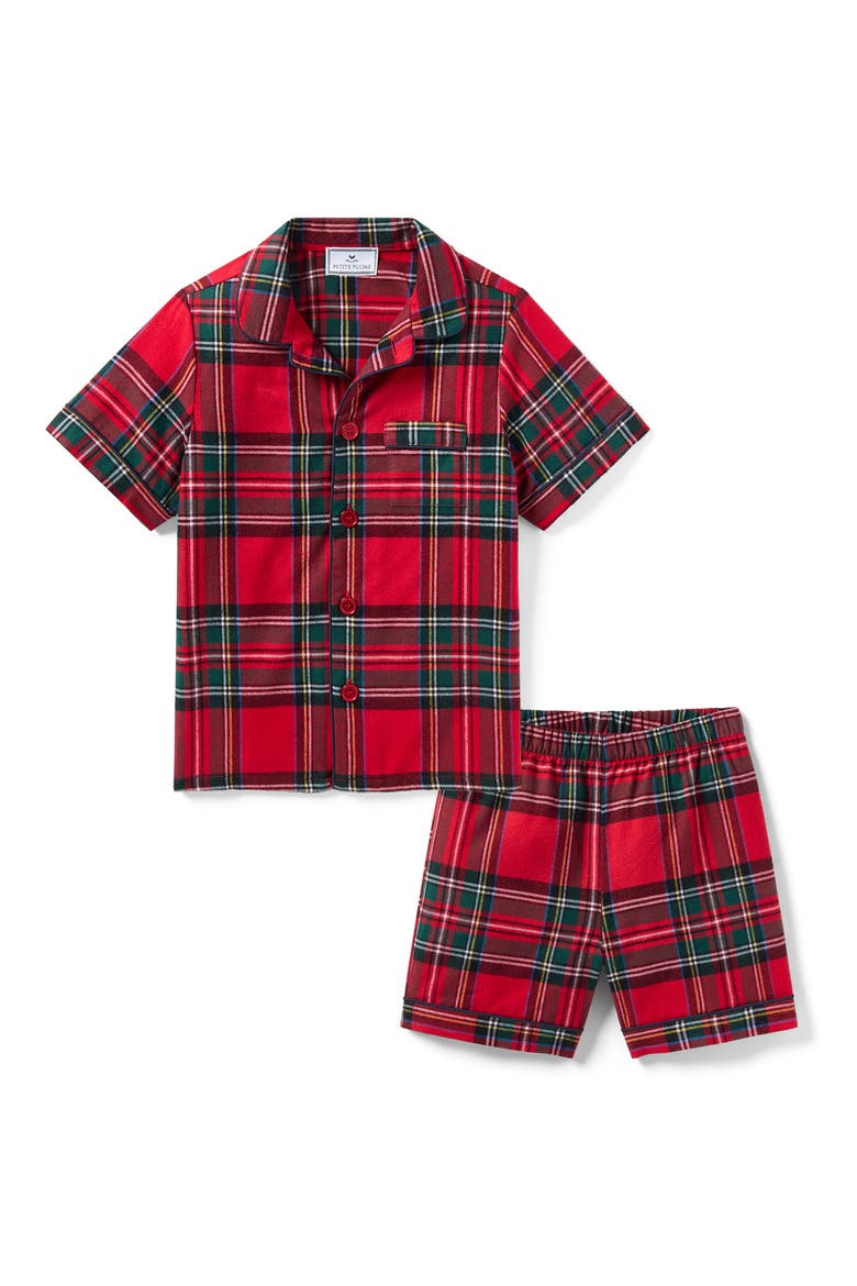 Kids' Tartan Two-Piece Short Pajamas, Main, color, RED