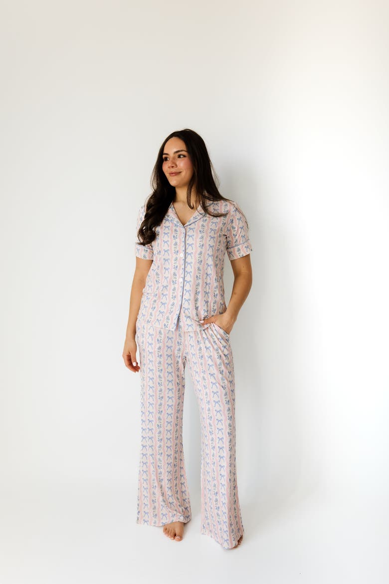 Amelia Bow Pajama Set, Main, color, Pink Floral