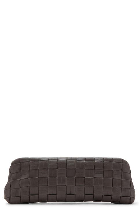 Braided Faux Leather Frame Clutch