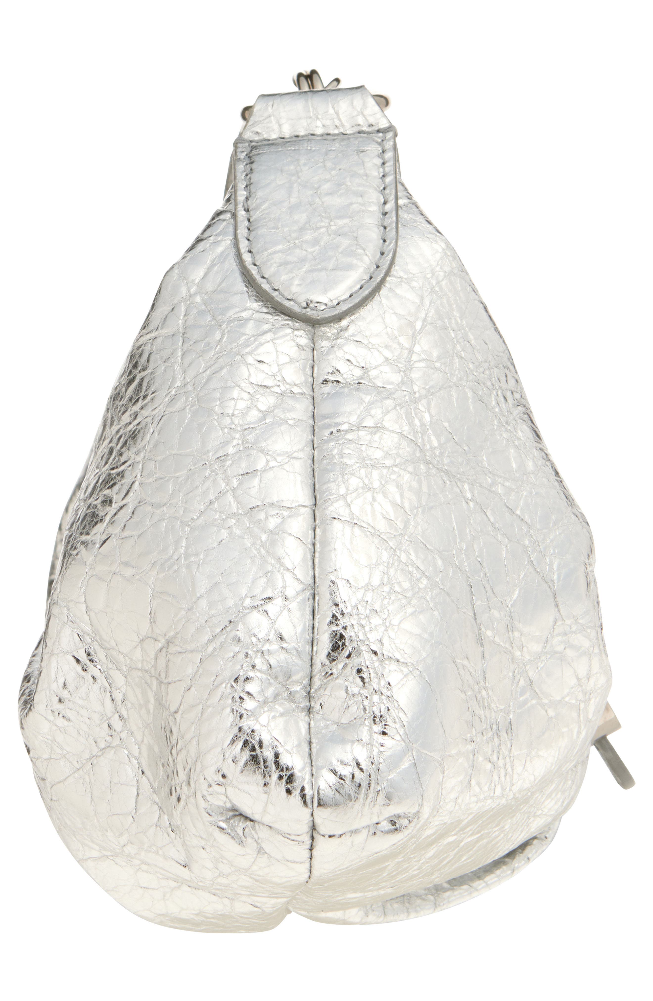 Balenciaga Small Pamela Crinkled Metallic Leather Shoulder Bag, Alternate, color, 8122 Silver