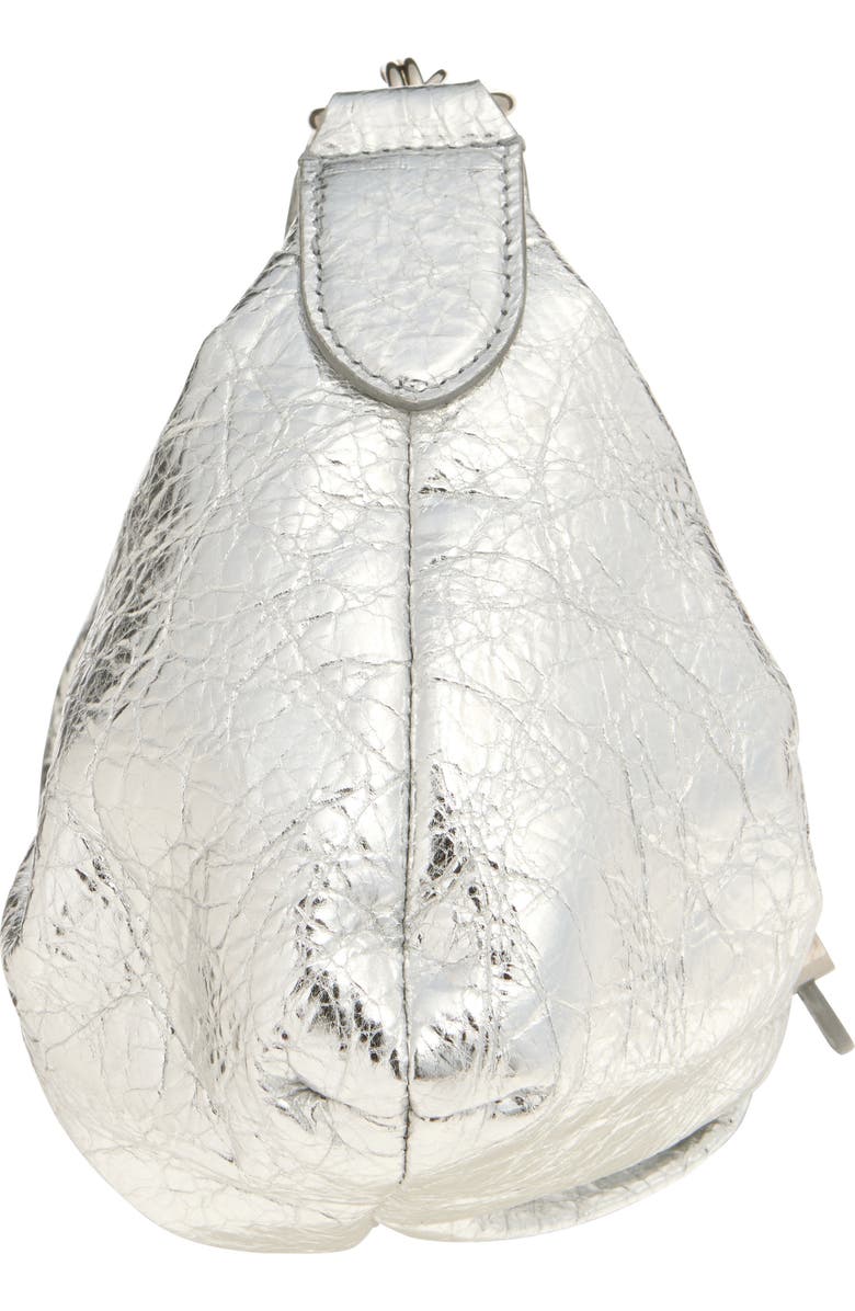 Balenciaga Small Pamela Crinkled Metallic Leather Shoulder Bag, Alternate, color, 8122 Silver