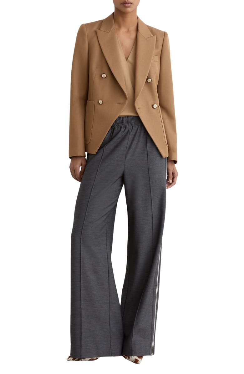 Reiss Gigi Double Breasted Cutaway Wool Blend Blazer, Alternate, color, Camel