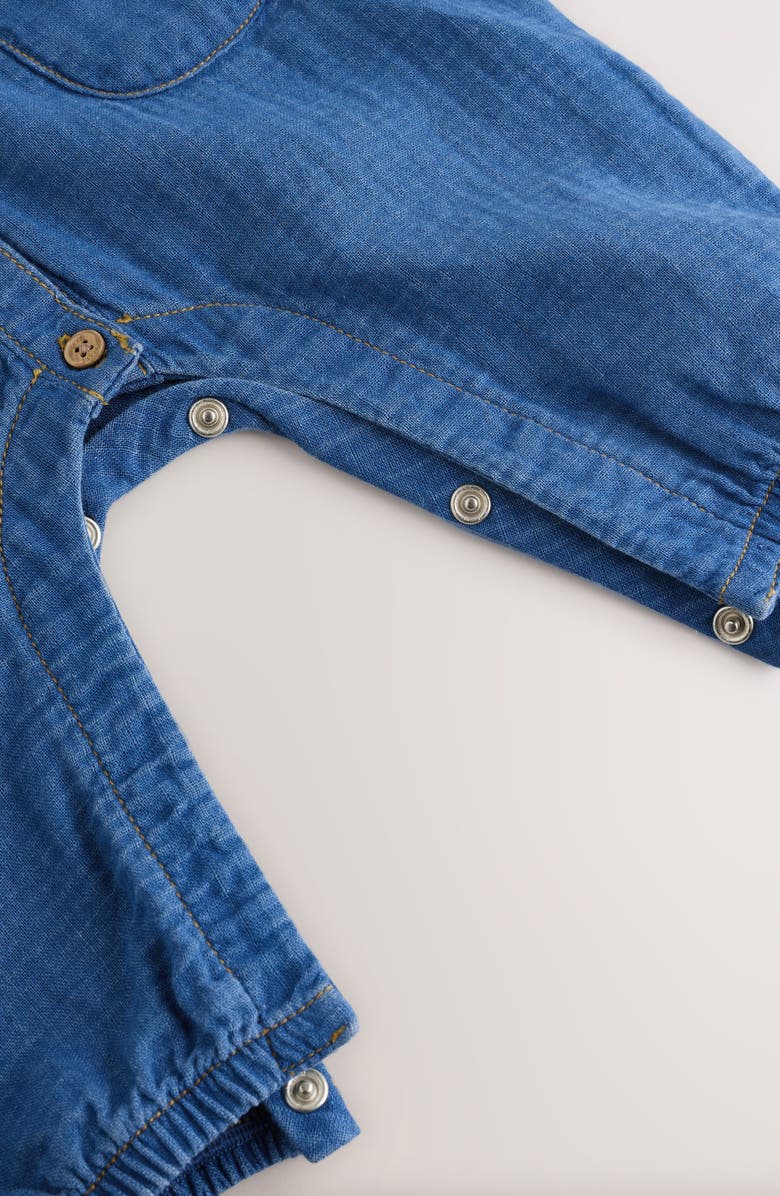 NEXT Denim Frill Romper, Alternate, color, Blue
