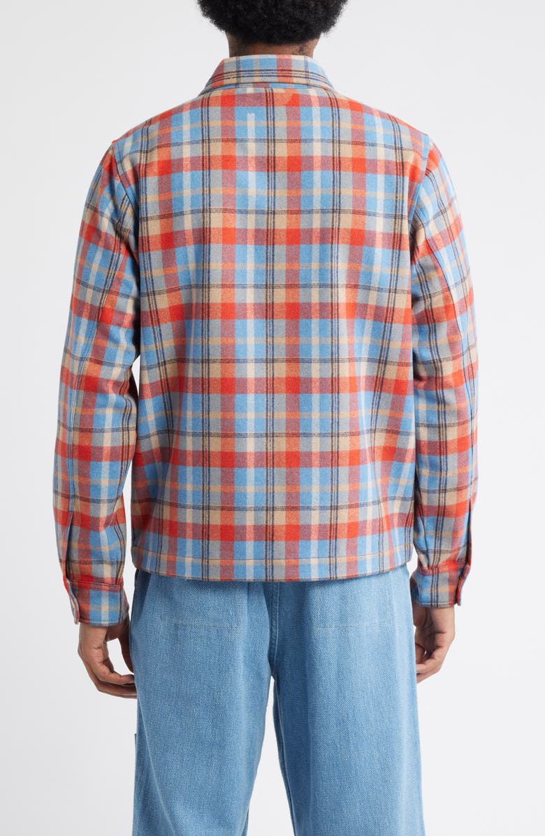 PLEASURES Folklore Plaid Brushed Wool Blend Zip-Up Work Jacket, Alternate, color, Blue / Red