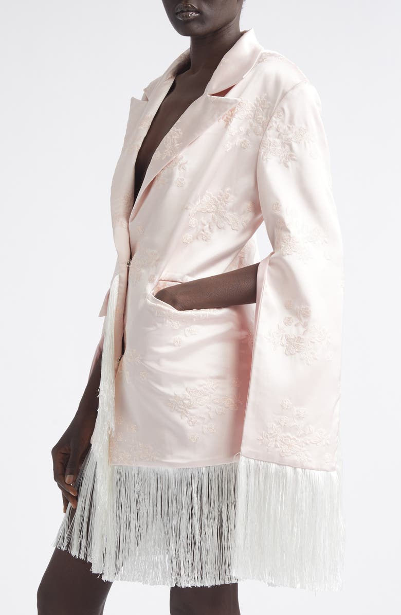 KIM SHUI Kyla Embroidered Fringe Silk Satin Jacket, Alternate, color, Pink