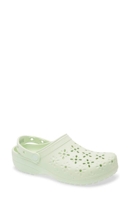 Crocs Classic Floral Cutout Clog In Jade Tint