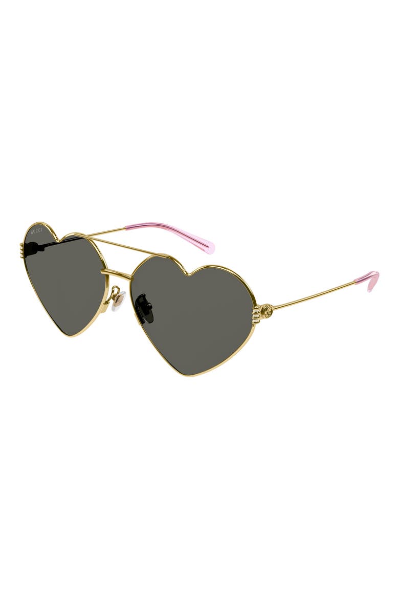 62mm Oversized Heart Sunglasses, Alternate, color, GOLD