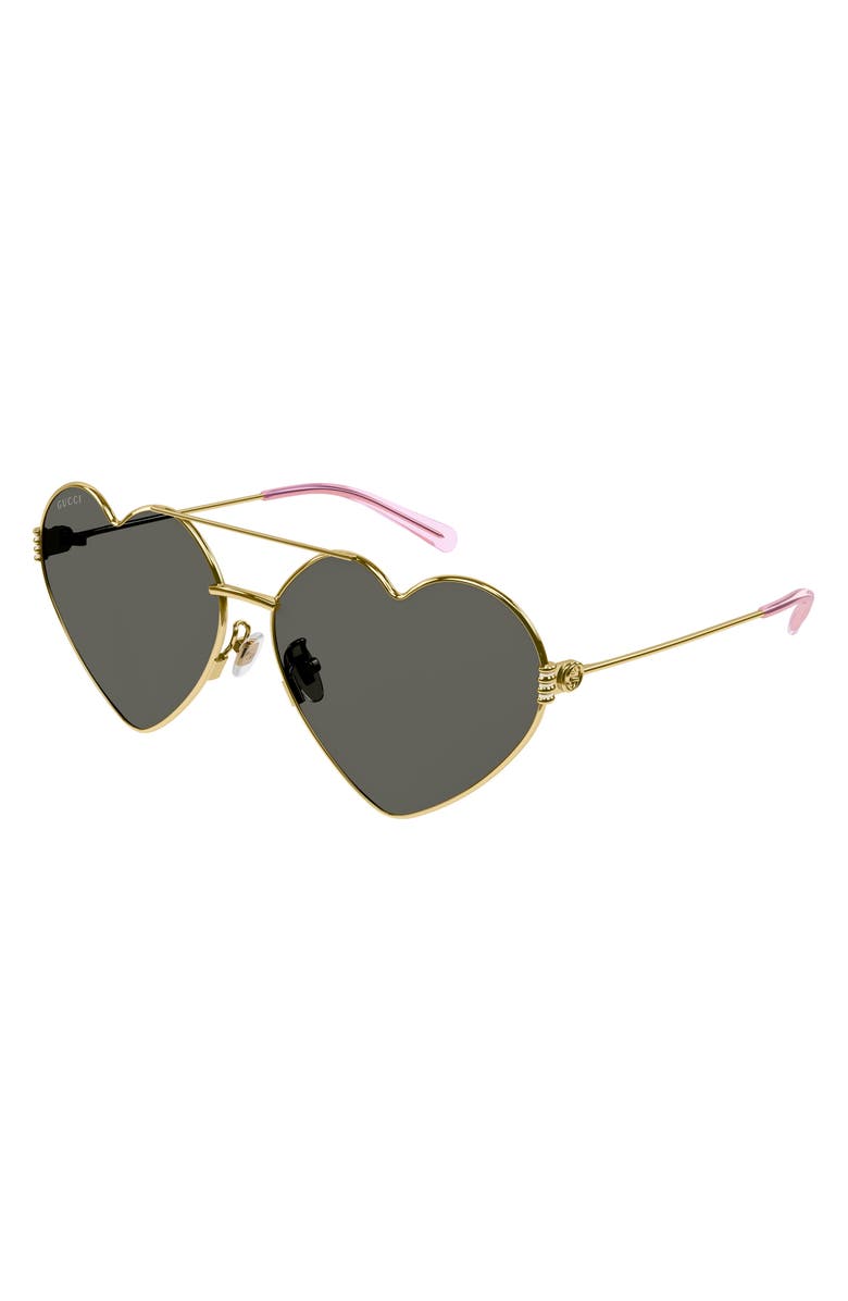 Gucci 62mm Oversized Heart Sunglasses, Alternate, color, 