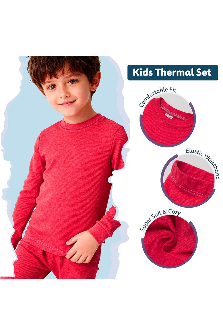 Baby Boys Soft & Cozy Thermal Long Johns 2-Piece Set, Alternate, color, Candy Apple