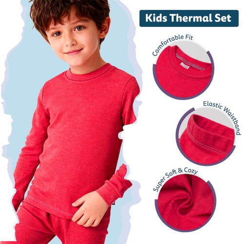 City Threads Boys Soft & Cozy Thermal Long Johns 2-piece Set In Red
