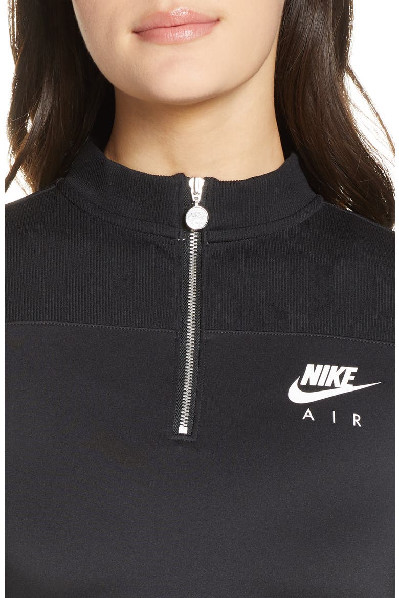 Sportswear Air Half Zip Crop Pullover, Alternate, color, BLACK/ ICE SILVER