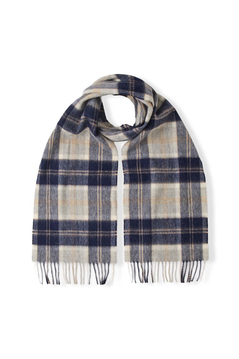 Merino Wool Woven Check Scarf, Main, color, Navy