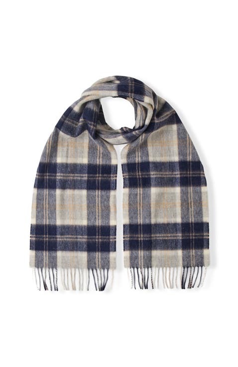 Merino Wool Woven Check Scarf