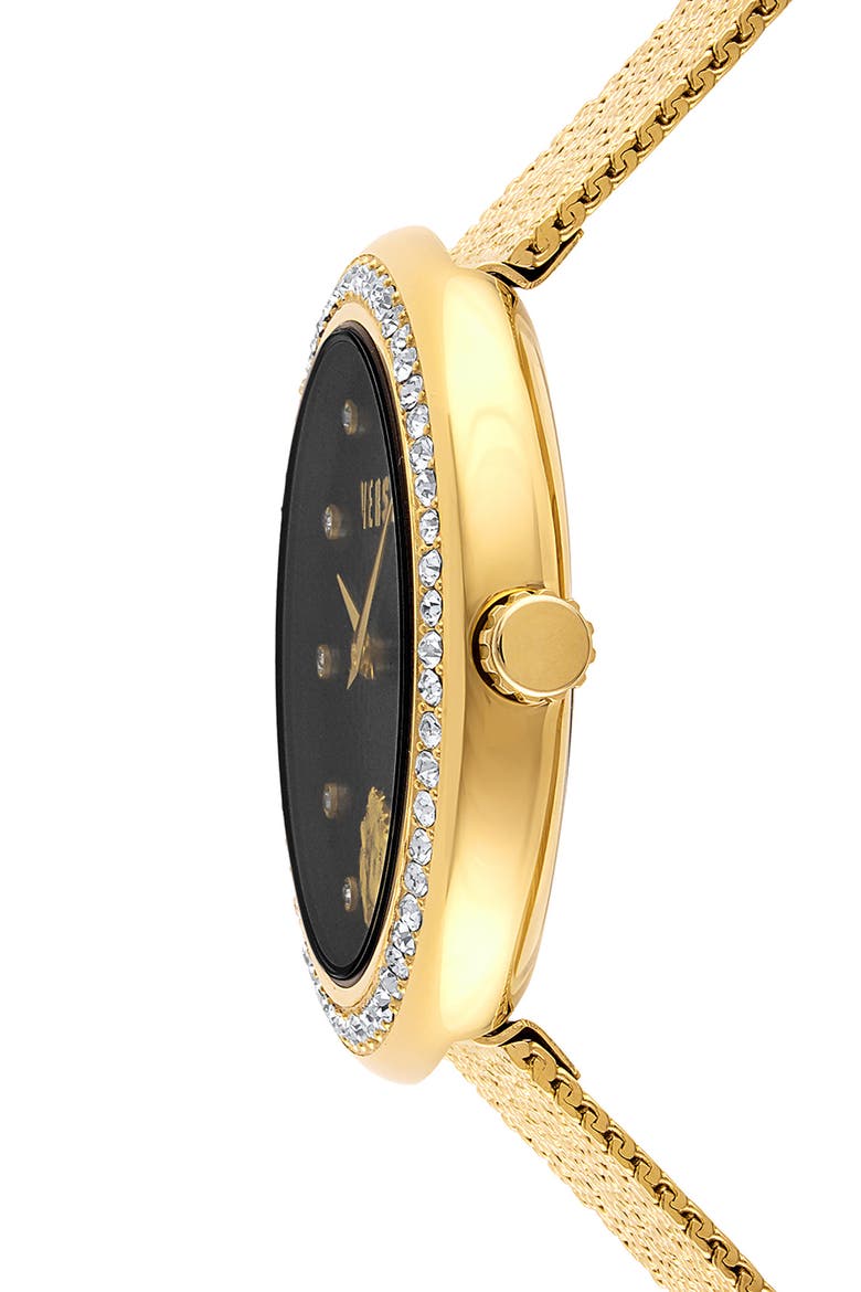 Lea Mesh Strap Watch, 35mm, Alternate, color, IP YELLOW GOLD