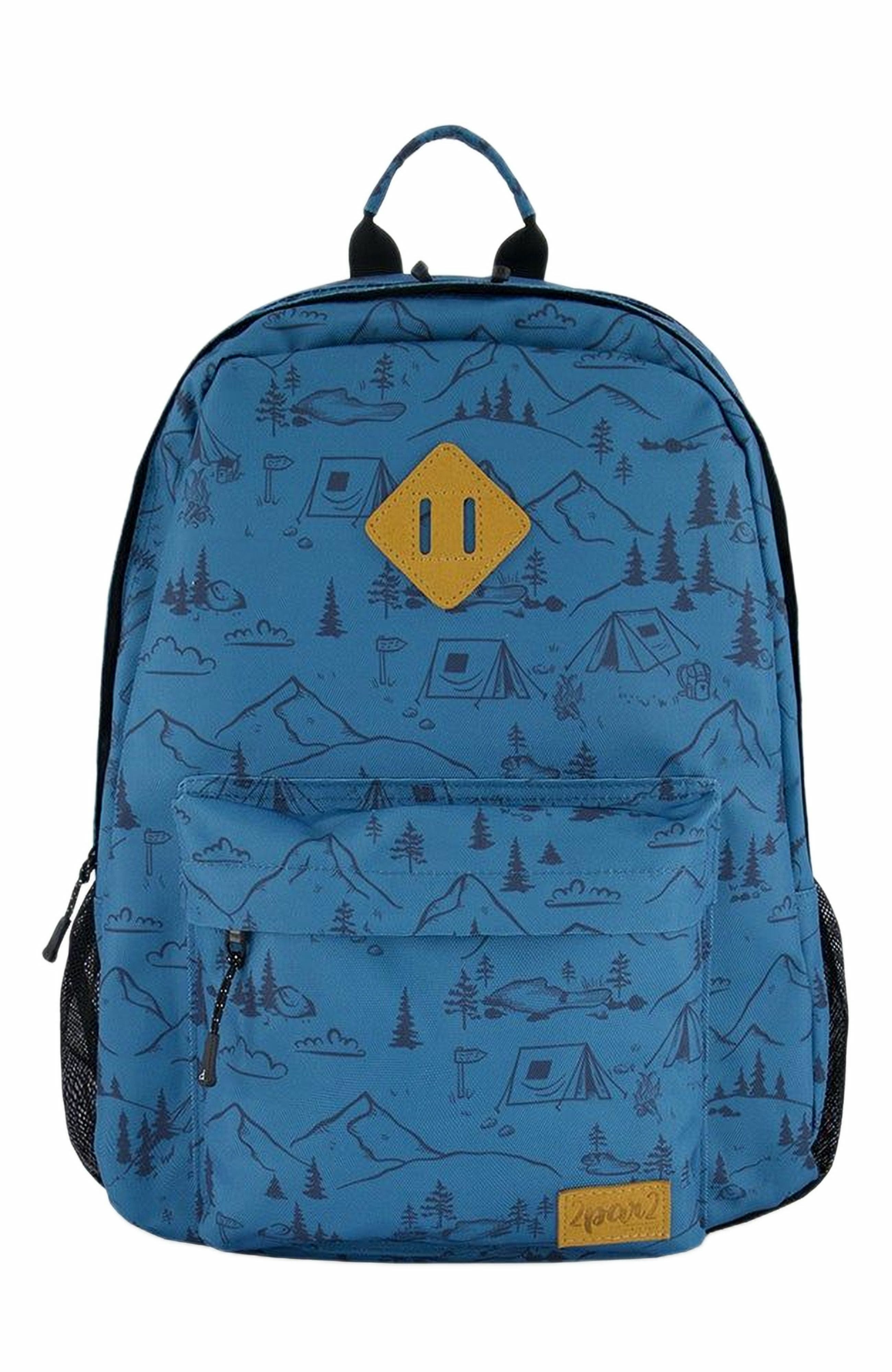 Deux par Deux Boy's Backpack Blue Camping Print, Main, color, 