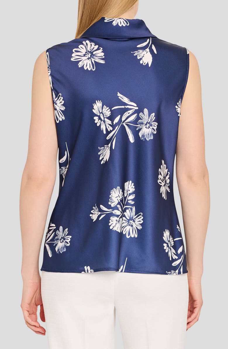 Tahari ASL Sailor Tie Neck Sleeveless Top, Alternate, color, Navy Ivory