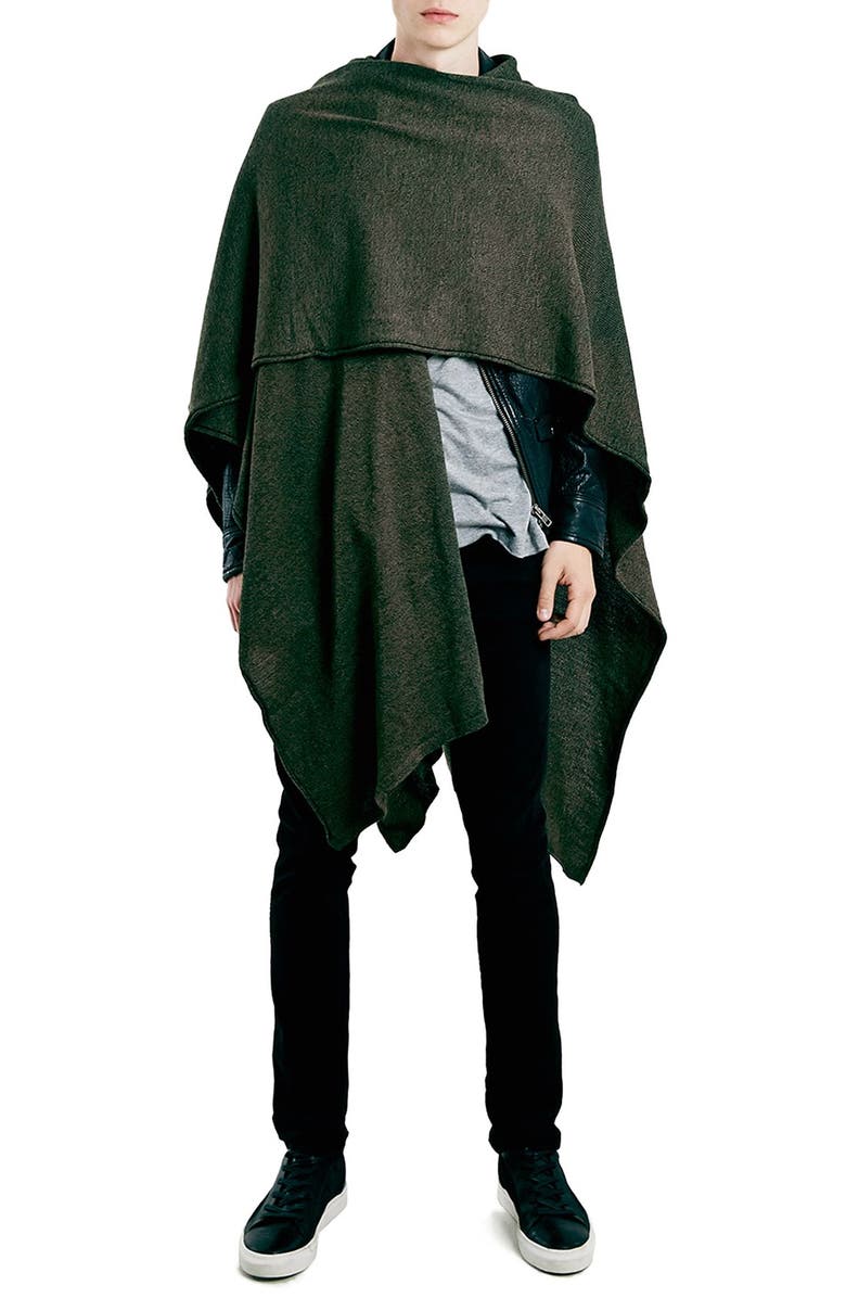 Topman Wrap Knit Cape, Alternate, color, 