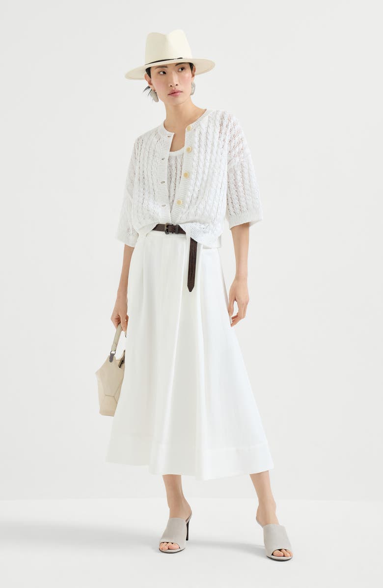 Brunello Cucinelli Dazzling cable cardigan, Alternate, color, White