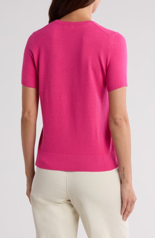 Nordstrom Slim Fit Short Sleeve Sweater In Pink Flash