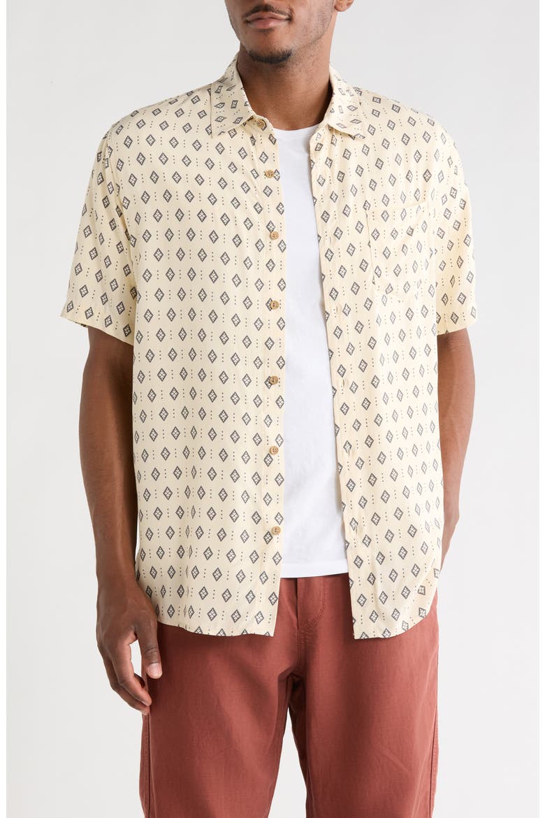 Venice Relaxed Fit Short Sleeve Button-Up Shirt, Main, color, CREAM