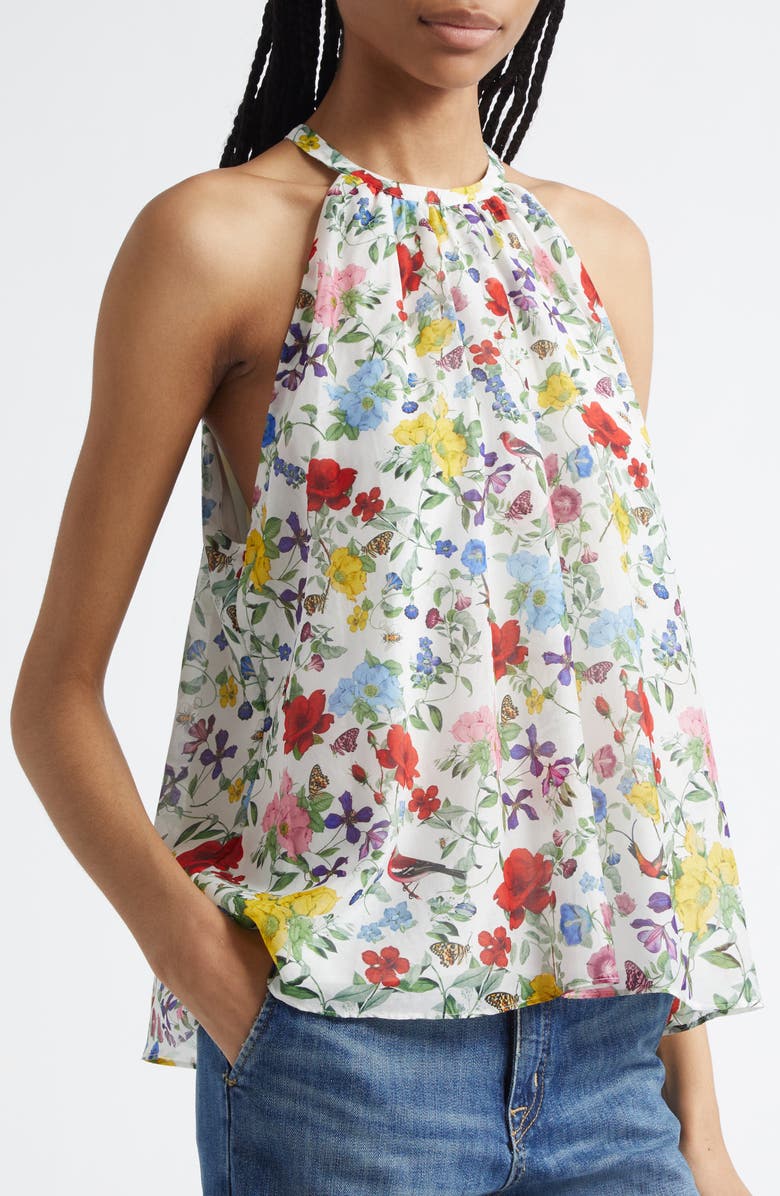 Alice + Olivia Erna Cotton & Silk Top, Alternate, color, Dollhouse