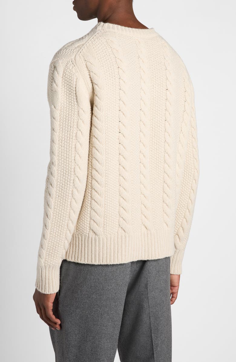Moncler Virgin Wool & Cashmere Cable Knit Sweater, Alternate, color, 