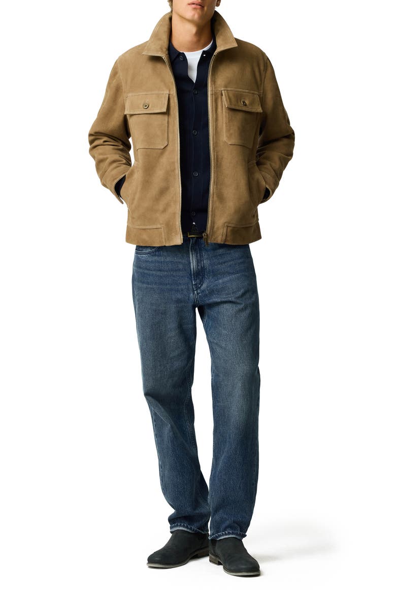 Waitomo Caves Sueded Leather Jacket, Alternate, color, TAUPE