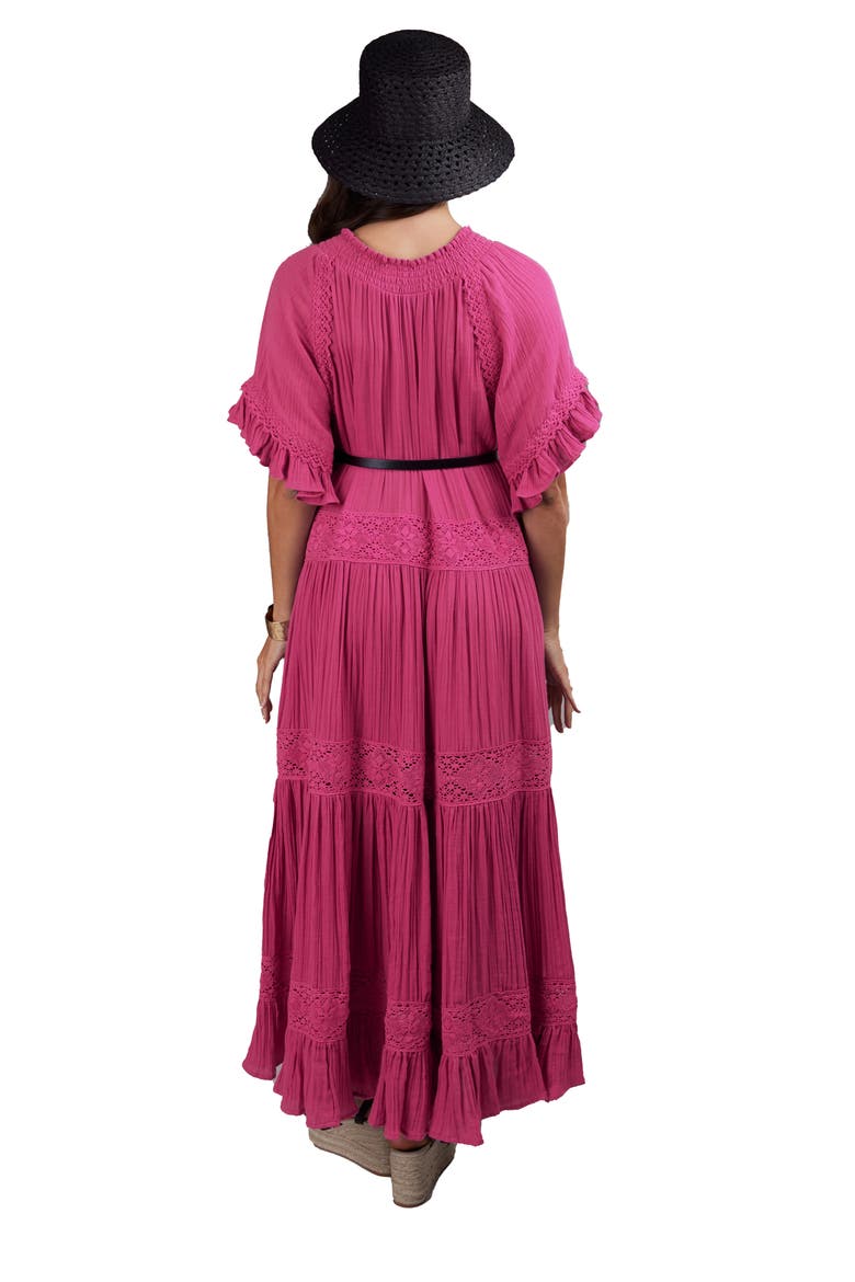 Tiered Cotton Maxi Dress, Alternate, color, magenta