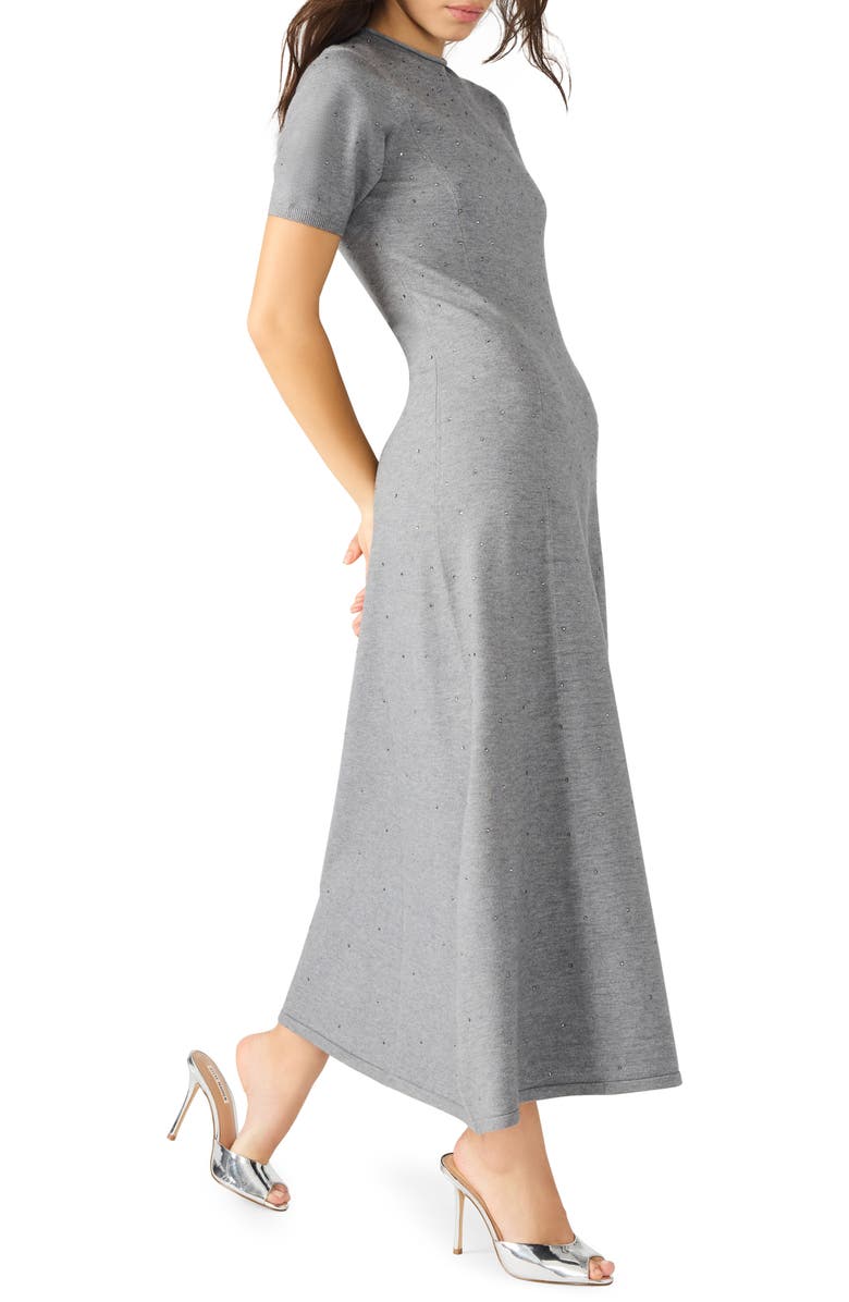 Steve Madden Iridessa Embellished Knit Midi Dress, Alternate, color, Charcoal Grey
