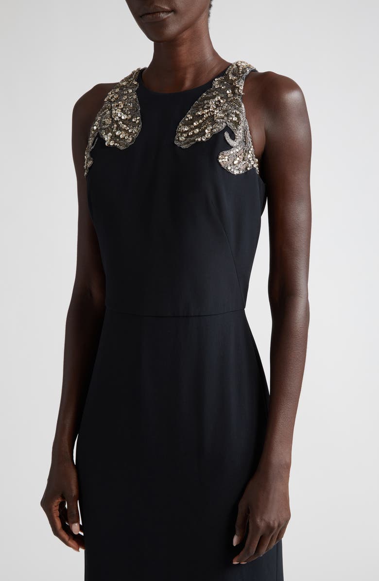 McQueen Crystal Embellished Sleeveless Trumpet Gown, Alternate, color, Black