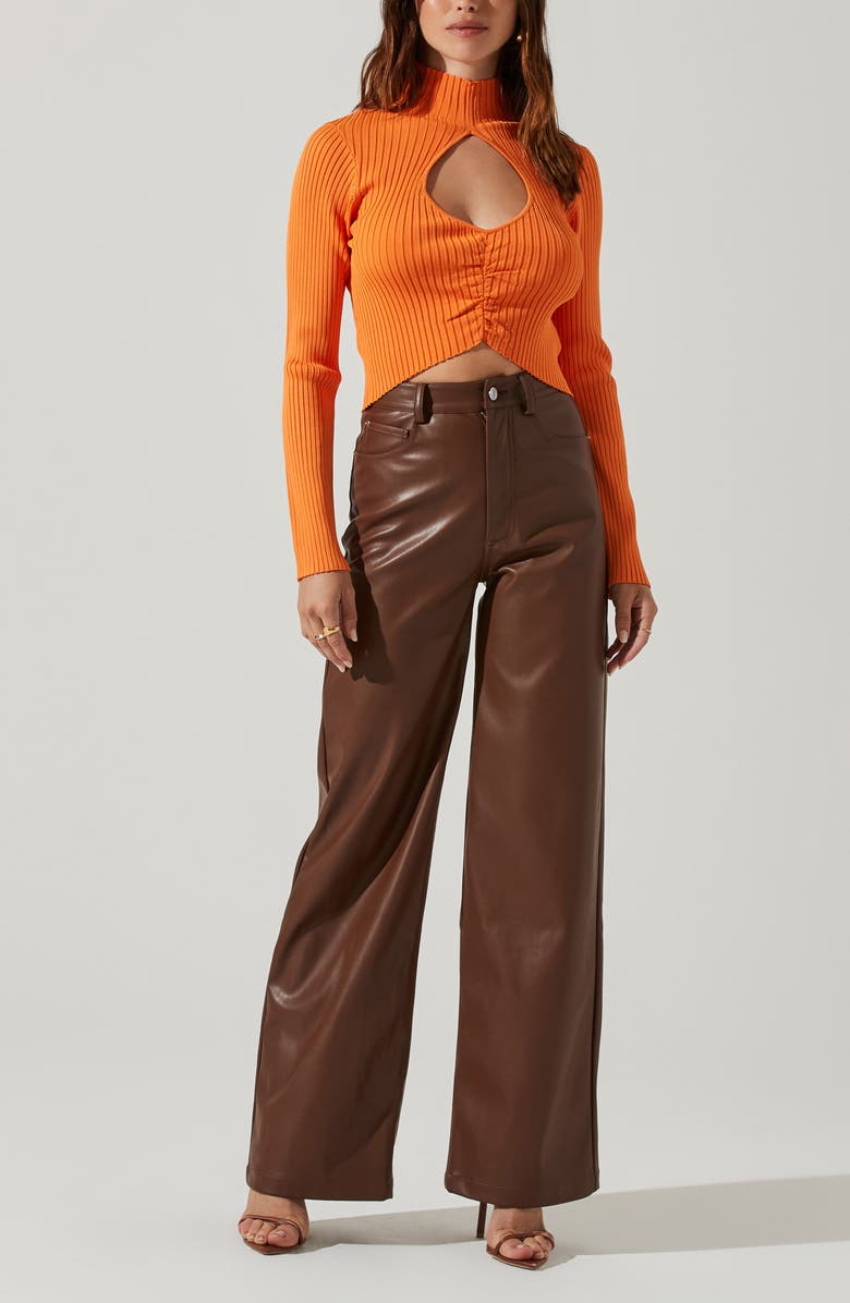 ASTR the Label Elia Turtleneck Keyhole Sweater, Alternate, color, Orange