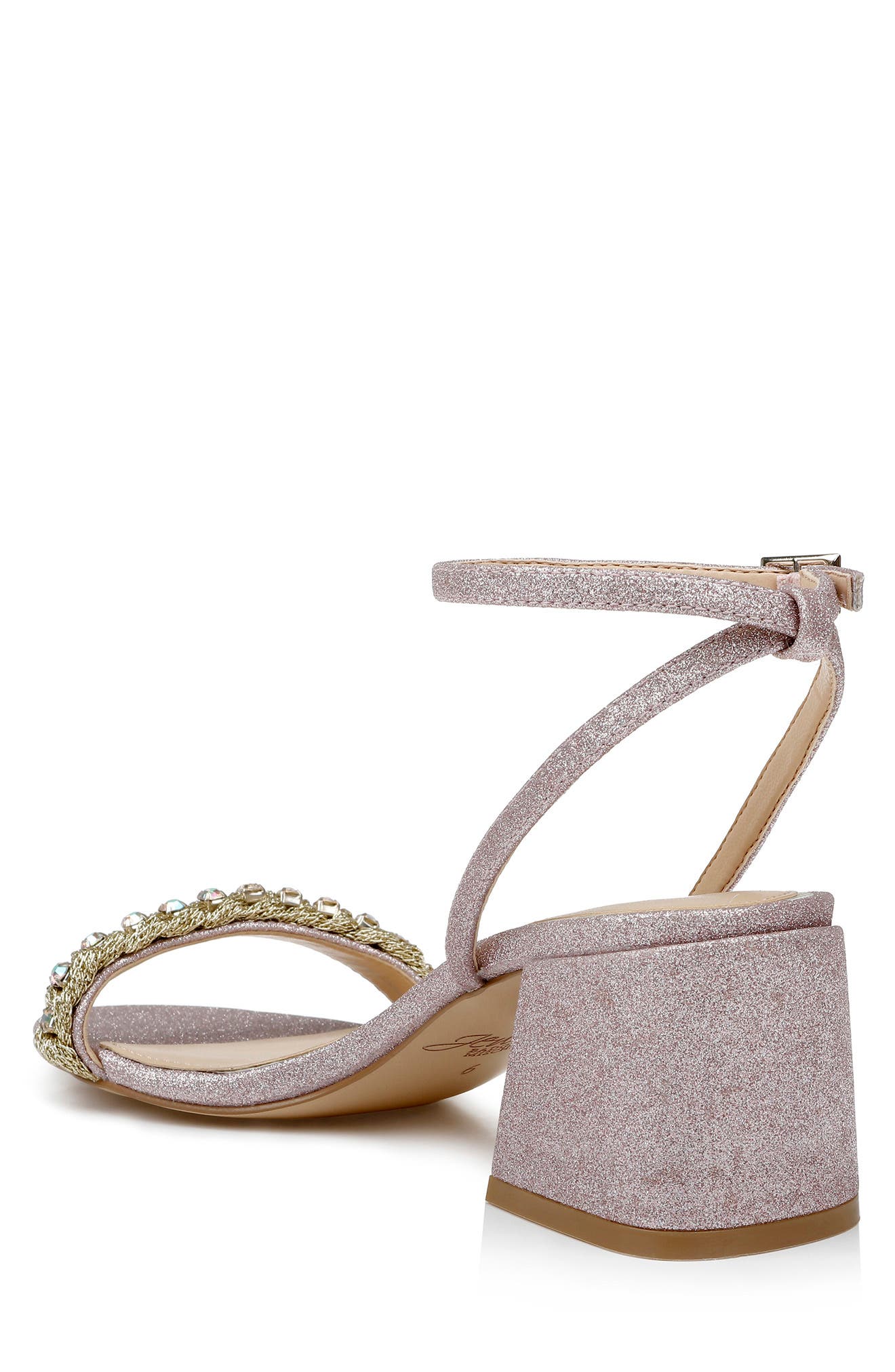 Jewel Badgley Mischka Odonna Embellished Ankle Strap Sandal, Alternate, color, Pale Pink