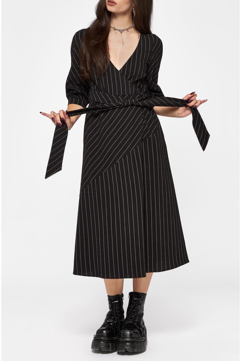 Kallista Midi Wrap Dress, Alternate, color, Black