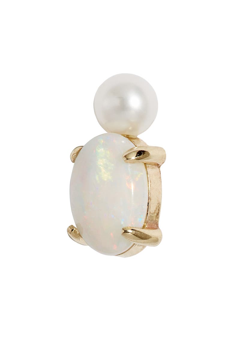 Opal & Cultured Pearl Stud Earrings, Alternate, color, 14KYG