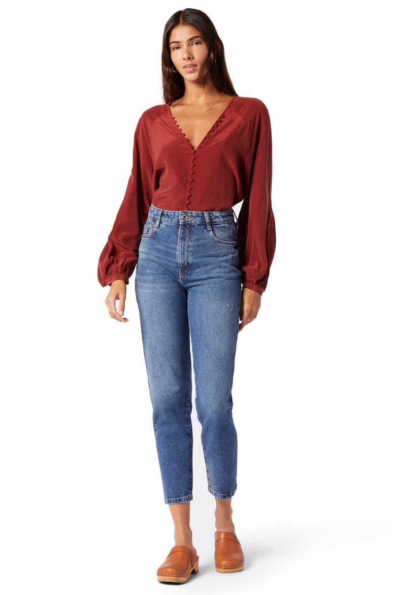 Shariana Silk Georgette Blouse, Alternate, color, RUSSET BROWN