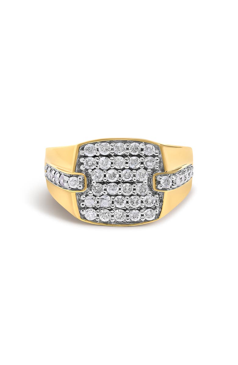 Haus of Brilliance Men's 14K Yellow Gold Plated Sterling Silver 1.0 Cttw Diamond Geometric Band Ring, Main, color, Yellow Gold Over Silver