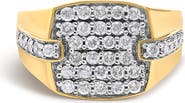 Haus of Brilliance Men's 14K Yellow Gold Plated Sterling Silver 1.0 Cttw Diamond Geometric Band Ring