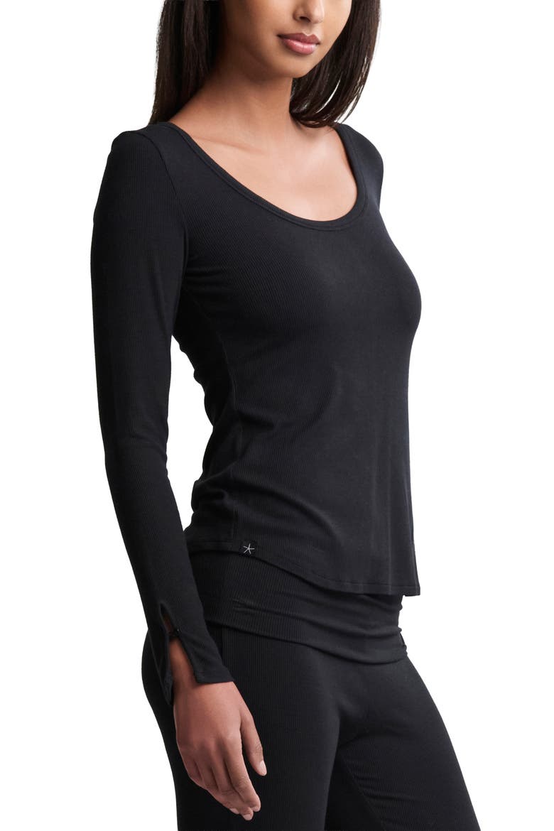 Ultra Lite® Rib Long Sleeve T-Shirt, Alternate, color, BLACK