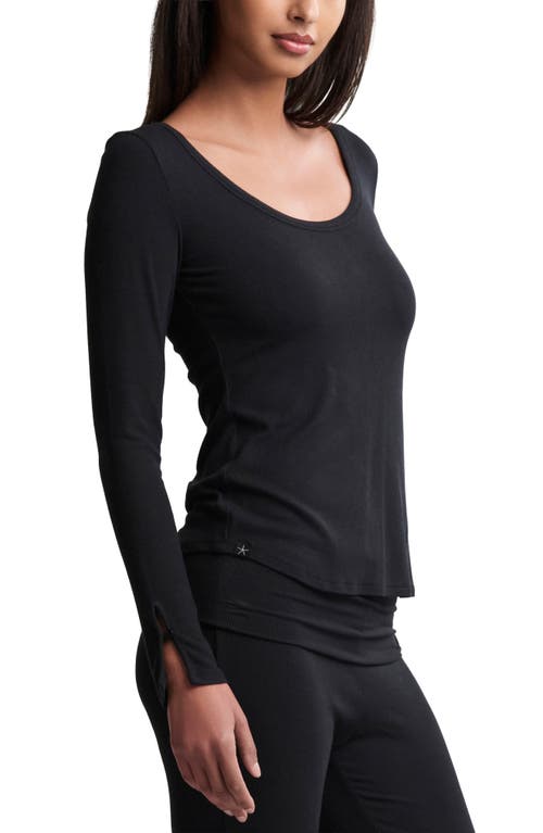 Barefoot Dreams Ultra Lite® Rib Long Sleeve T-shirt In Black