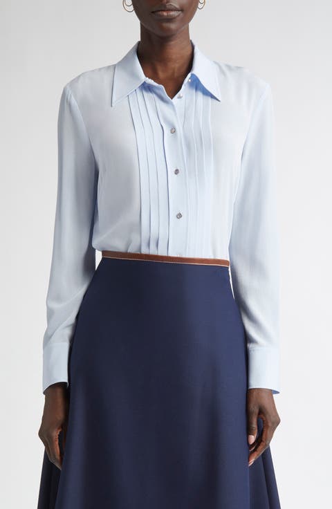 Silk Crepe Georgette Button-Up Shirt