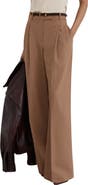 Reiss Luna Pleated Wide Leg Wool Blend Trousers