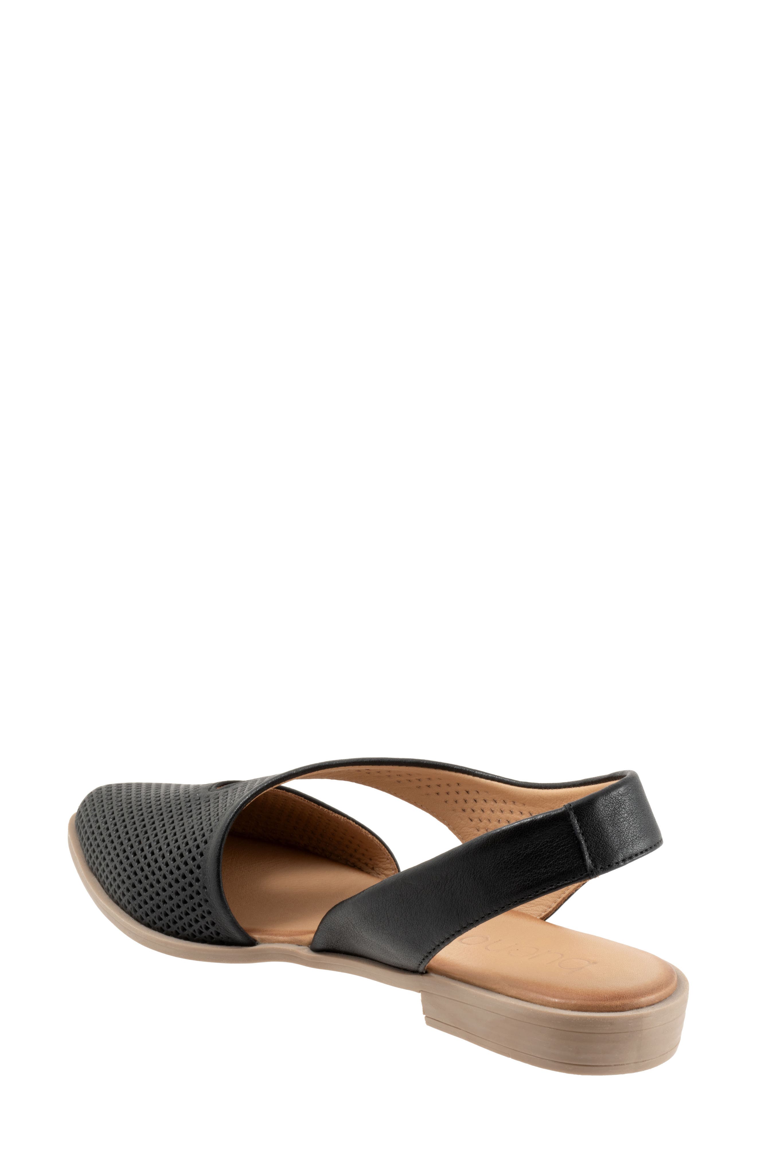 Bueno Bianca Perf Slingback Pointed Toe Flat, Alternate, color, Black