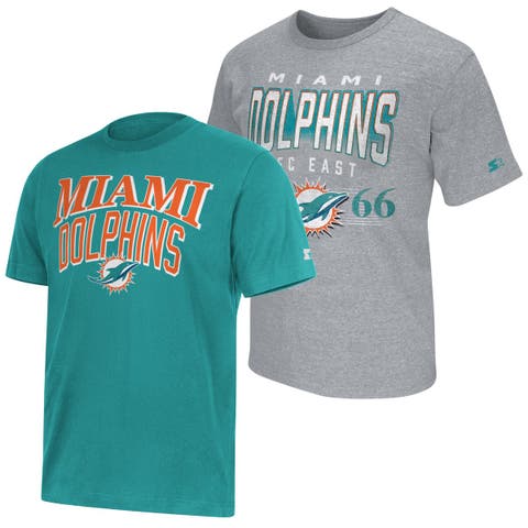 Men's Starter Aqua/Heather Gray Miami Dolphins Two-Pack Logo T-Shirt Set