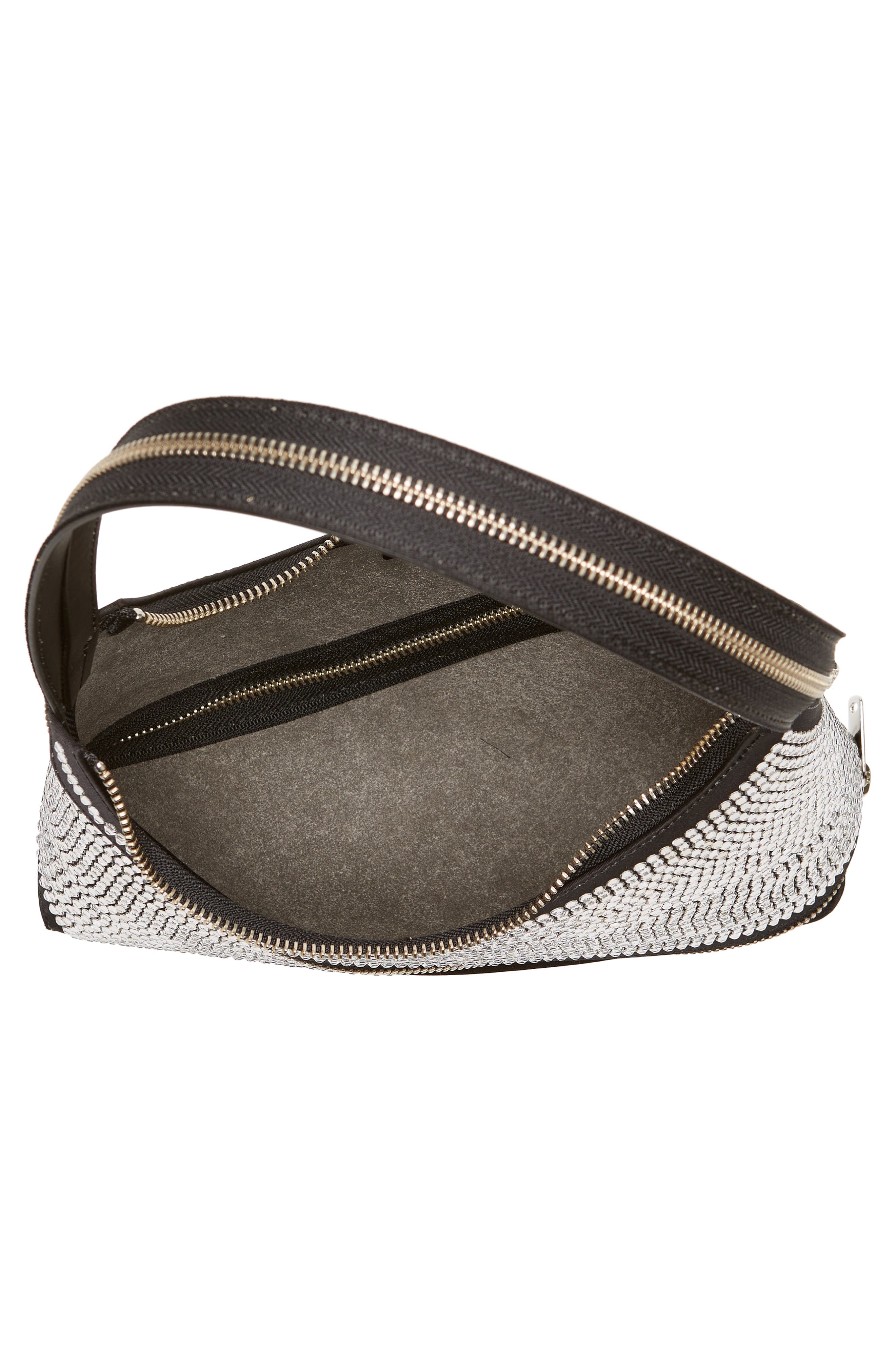 Coperni Swipe Crystal Zip Baguette Handbag, Alternate, color, 